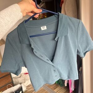 Sunday best crop button down shirt with collar